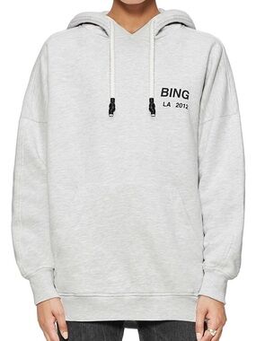Anine Bing Gray 'BING LA 2012' Lottie Hoodie Revolve Size M/L Oversized